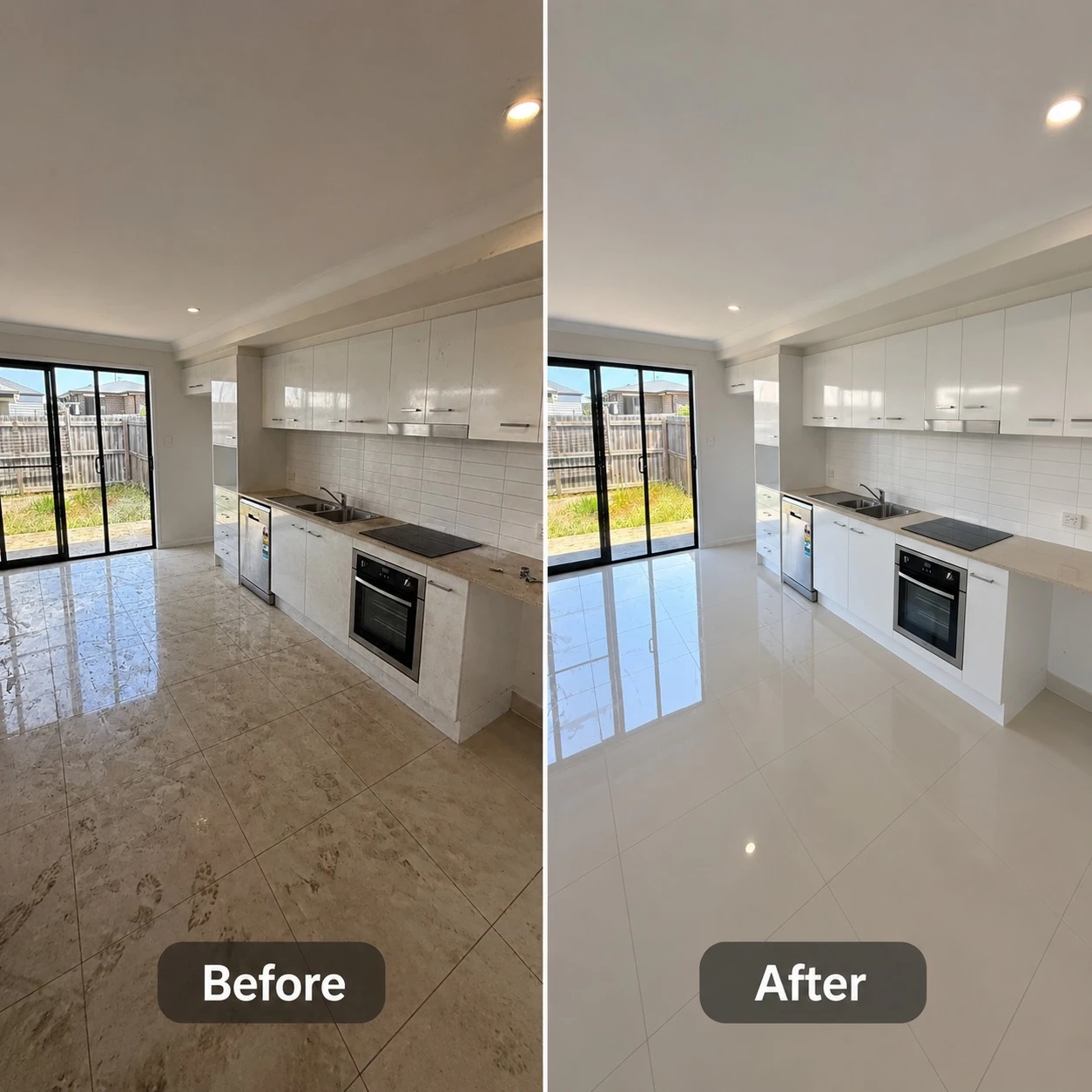 Bond cleaning kitchen before and after results in Brisbane